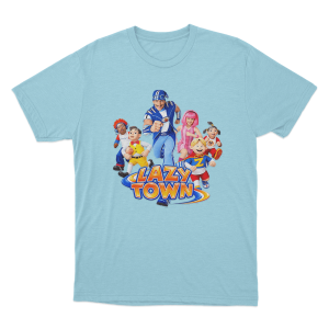 Lazy Town Heroes Running Together Unisex T Shirt Sky Blue